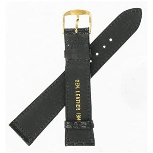 Genuine Authorized Dealer  Hadley-Roma,watch bands,watch straps,leather watch bands,metal watchbands ,,MSM920 BLK 19R,Genuine Leather 19mm Regular Black watch band