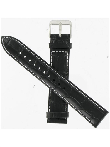 Seiko 4LR3ZB 7T62-0GZ0, 4LR3ZB 19mm Black Leather w/ White Stitches  watchband 