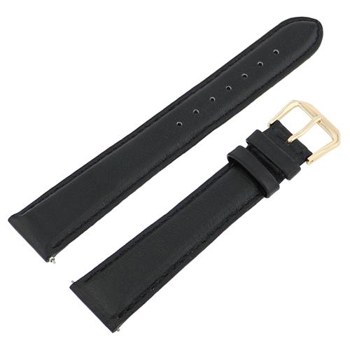 Genuine Authorized Dealer  Kreisler,watch bands,watch straps,leather watch bands,metal watchbands ,027015528350,404301-19,Gold Tone Buckle 19mm Black Padded Calf watch band