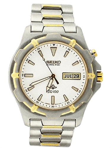Seiko 4498LM 5M43-0B91 Kinetic Two Tone Metal watchband - watchbands.com