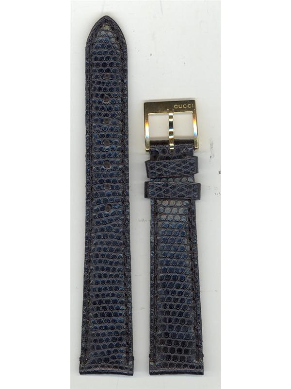 Gucci ~ 3000M 17mm Black Lizard Grain watchband - watchbands.com