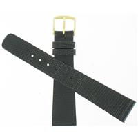 19mm Black Genuine Leather Watch Band 1210