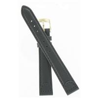 Authentic Speidel  14mm Black Oiled Leather Gold Tone Buckle watch band