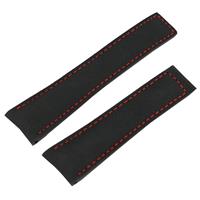 Authentic Tag Heuer 22mm Black Leather/Red Stitching watch band