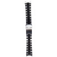 Authentic Hamilton 18mm-Stainless Silver Tone-Black Rubber Inserts watch band