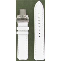Authentic Tissot 19mm White Leather Strap w/ Titanium Deployment Clasp watch band