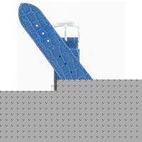 Authentic Speidel 20mm Blue Padded Stitched Crocodile Silver Tone Buckle watch band